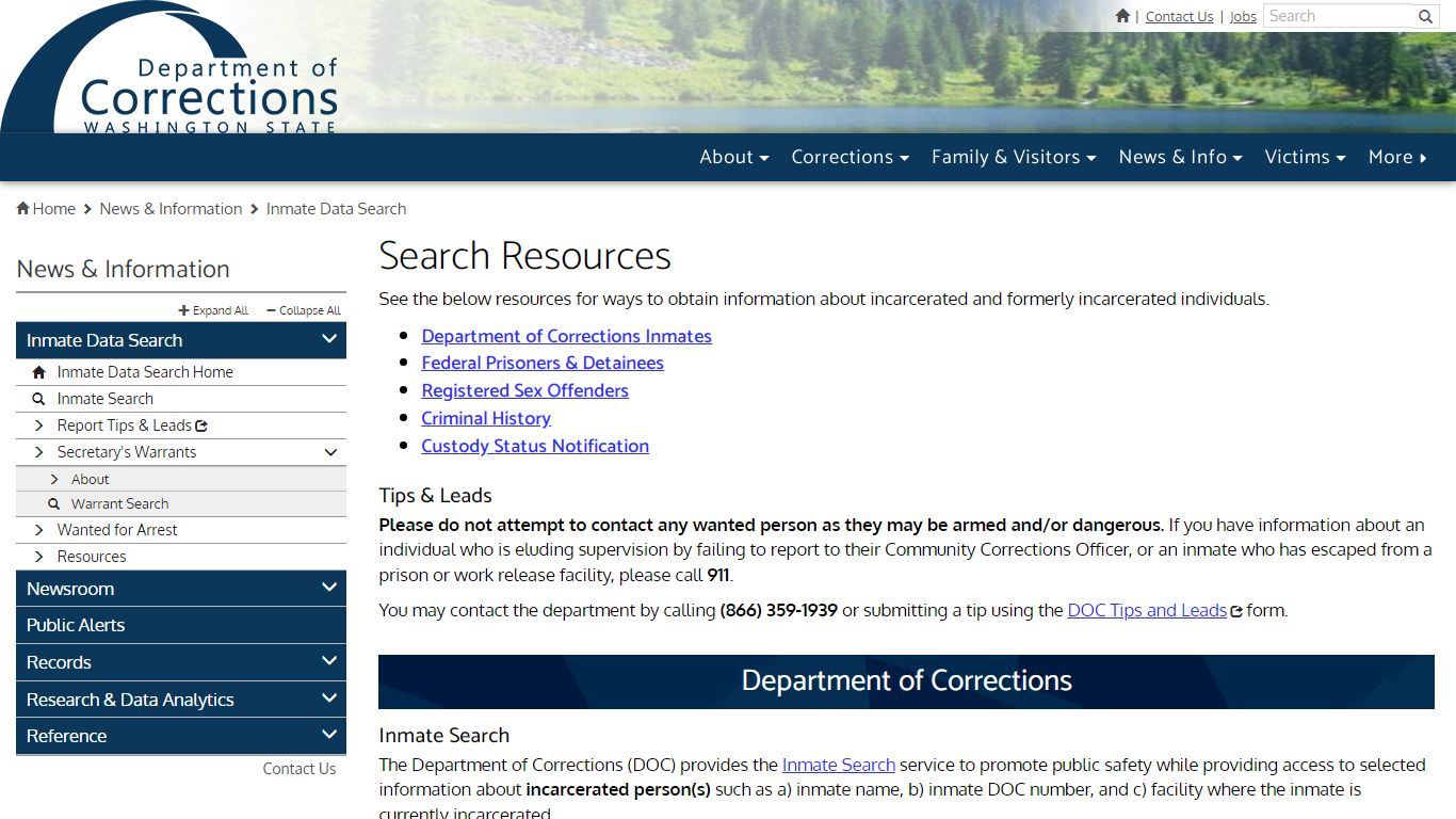 Search Resources | Washington State Department of Corrections